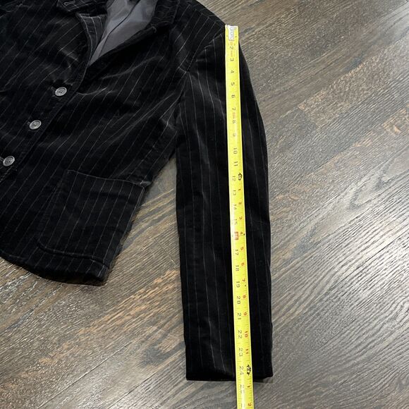 J.Crew Blazer Women’s 8 Velvet Pin Stripe Jacket Three Button Black Classic - Picture 9 of 9